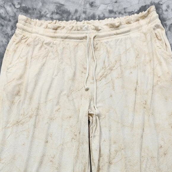 Jenni Style Not Size Pants Women 3X Tan Tie Dye Ruffle Waist Drawstring Wide Leg - Picture 2 of 13